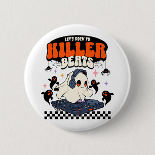 Halloween muziek DJ Hip-hop Rap Platenspeler, Part Ronde Button 5,7 Cm