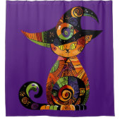Halloween/mystiek/kat/herfst Douchegordijn (Voorkant)