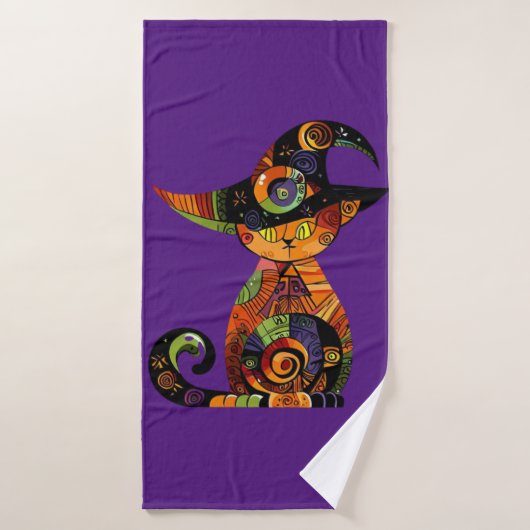 Halloween/mystique/chat/chute (Serviette de bain)