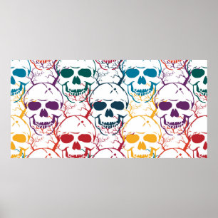 Halloween naadloos patroon met schedels. Kleurstof Poster