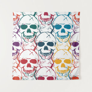 Halloween naadloos patroon met schedels. Kleurstof Wandkleed