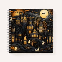 Halloween naadloos patroon witte geesten in de sta notitieboek