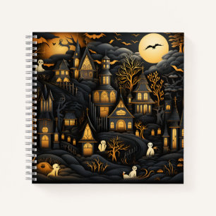 Halloween naadloos patroon witte geesten in de sta notitieboek