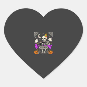 Halloween Naaien Skelet Spookachtige Geest Pompoen Hart Sticker
