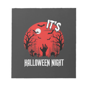Halloween Nacht Griezelige Begraafplaats Vector Notitieblok