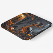 Halloween nacht met een velociraptor papieren bordje (Gebogen)