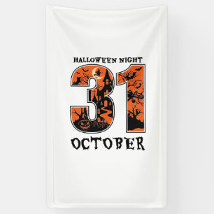 Halloween Nacht Oktober Gehekst Huis Heks Pompoen Spandoek