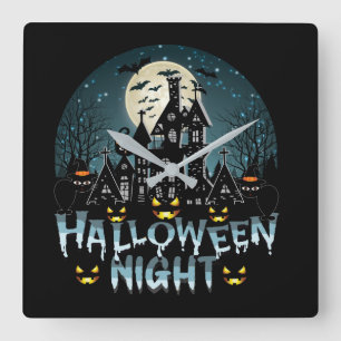 Halloween nacht vierkante klok