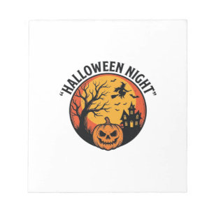 Halloween Nacht Vintage Gravure Griezelijk Scène T Notitieblok