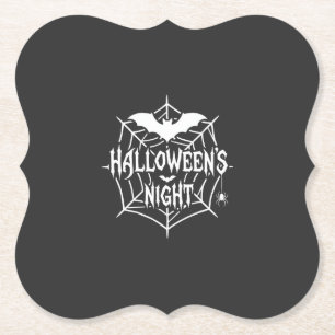Halloween Nacht Vleermuis Spinnenweb Vectorontwerp Kartonnen Onderzetters