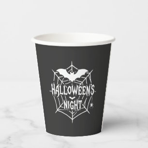 Halloween Nacht Vleermuis Spinnenweb Vectorontwerp Papieren Bekers