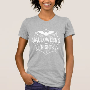 Halloween Nacht Vleermuis Spinnenweb Vectorontwerp T-shirt
