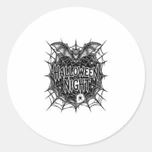 Halloween Nacht Vleermuis Spinnenweb Vintage Shirt Ronde Sticker