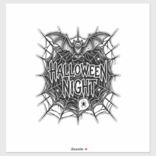 Halloween Nacht Vleermuis Spinnenweb Vintage Shirt Sticker