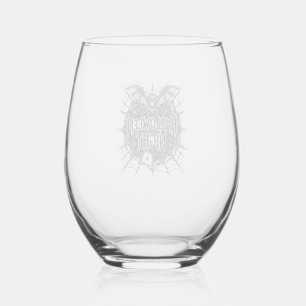 Halloween Nacht Vleermuis Spinnenweb Vintage Shirt Wijnglas Zonder Voet