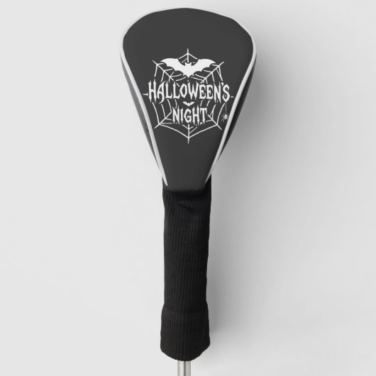 Halloween Nacht Vleermuis Spinneweb Vectorontwerp_ Golfheadcover (Voorkant)
