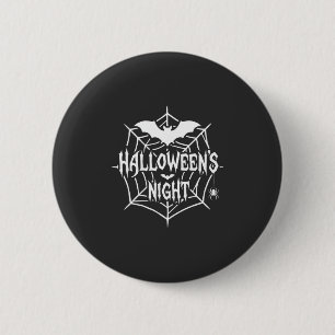 Halloween Nacht Vleermuis Spinneweb Vectorontwerp_ Ronde Button 5,7 Cm