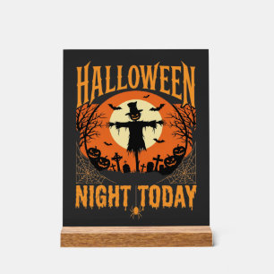 Halloween Nacht Vogelverschrikker Kerkhof Vintage Acryl Bord