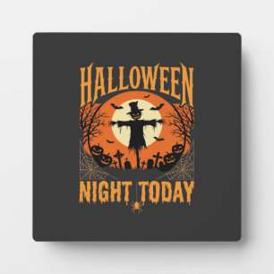 Halloween Nacht Vogelverschrikker Kerkhof Vintage Fotoplaat