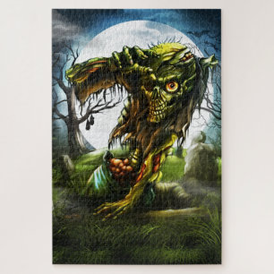 Halloween Nacht Zombie Opkomende Volle Maan Kerkho Legpuzzel