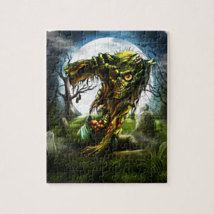 Halloween Nacht Zombie Opkomende Volle Maan Kerkho Legpuzzel