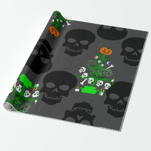 Halloween nachtmerrie kerstboom schedels cadeaupapier