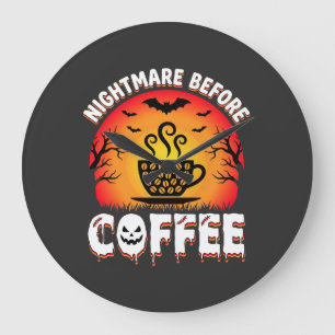 Halloween Nachtmerrie voor Coffee Bat Zonsondergan Grote Klok