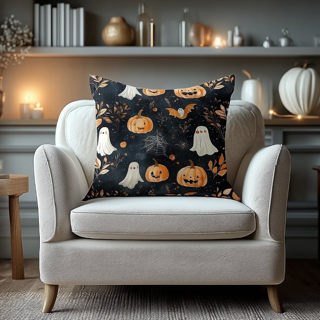 Halloween Name Pillow – Pumpkins, Ghosts & Autumn  Kussen (Creator heeft geüpload)