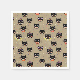 Halloween Napkin/Zwarte katten Servet