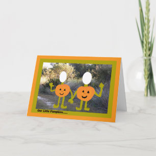 Halloween, neem je foto in, pompoenen kaart