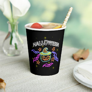 Halloween Neon Bekijk de Pompoenen Pet Bats Party Papieren Bekers