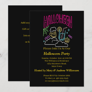 Halloween Neon Glow Kijk Beer Drink Party Kaart