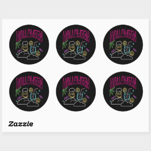 Halloween Neon Glow Kijk Beer Drink Party Ronde Sticker