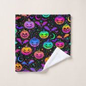 Halloween Neon Jack-O Lanterns, chauves-souris et  (Gant de toilette)