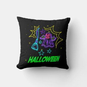 Halloween Neon Kijk Paarse Ghost Broom Party Kussen