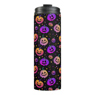 Halloween neon pompoen patroon thermosbeker