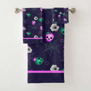 Halloween Neon rose et vert crâne brillant