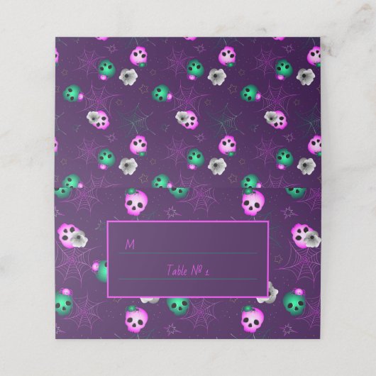 Halloween Neon Roze en groene gloeiende schedels P (Buitenkant ongevouwen)