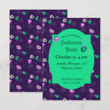 Halloween Neon Roze en Groene Glowing Skulls Inv