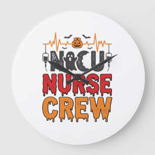 Halloween NICU-verpleegster Crew Vintage typografi Grote Klok