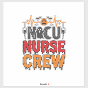 Halloween NICU-verpleegster Crew Vintage typografi Sticker