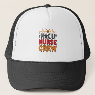 Halloween NICU-verpleegster Crew Vintage typografi Trucker Pet