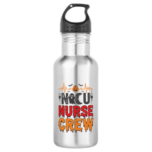 Halloween NICU-verpleegster Crew Vintage typografi Waterfles
