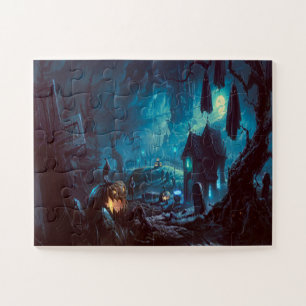 Halloween Night Full Moon Haunted Graveyard Legpuzzel