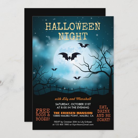 Halloween Night Halloween Party | Uitnodiging (Voorkant / Achterkant)