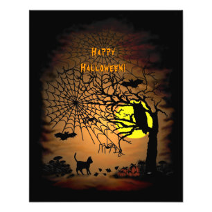 Halloween Night, Happy Halloween. Foto Afdruk