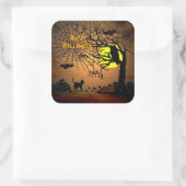 Halloween Night, Happy Halloween. Vierkante Sticker (Tas)