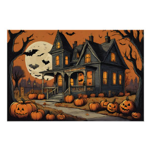 Halloween Night Haunted House of Horror Perfect Poster
