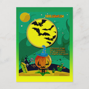 Halloween Night Jack o' Lantern Wizard Scene Briefkaart