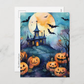 Halloween Night Jack O'Lanterns Bats Briefkaart (Voorkant / Achterkant)
